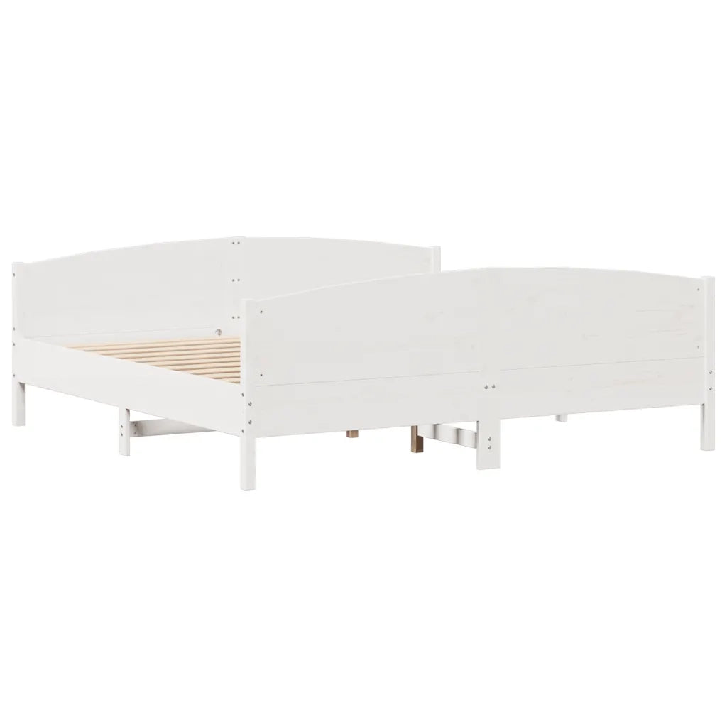 Letto matrimoniale | Letto per adulti | Giroletto senza Materasso Bianco 200x200 cm Legno Massello Pino
