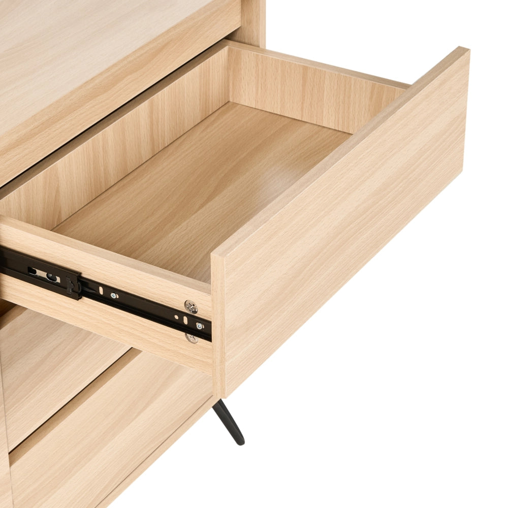 Credenza a 2 ante in truciolato con 2 cassetti marrone chiaro Cardigan camera da letto dal design minimalista