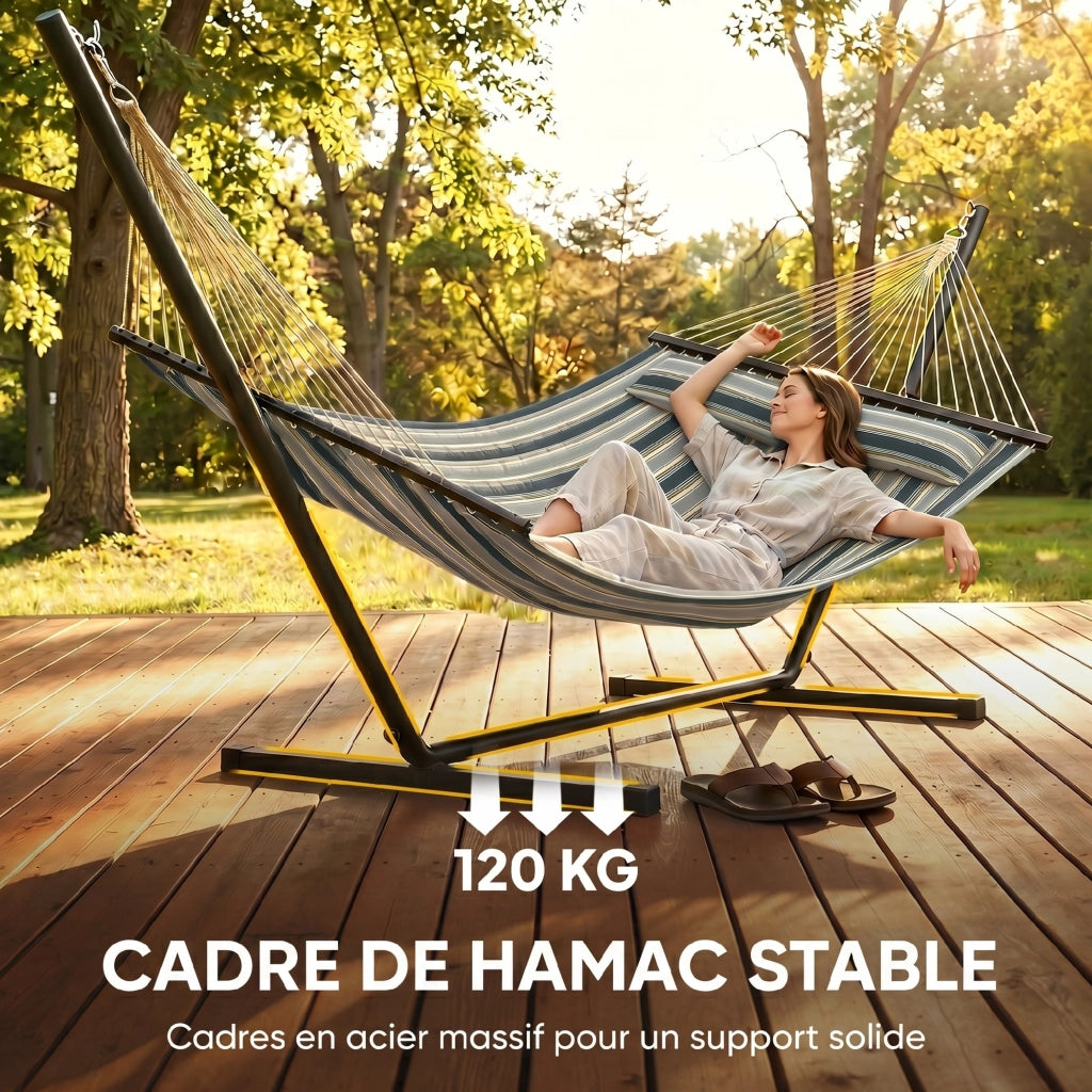 Amaca con supporto in acciaio ¨C zephmum ¨C verde, 353 cm, cuscino amovibile