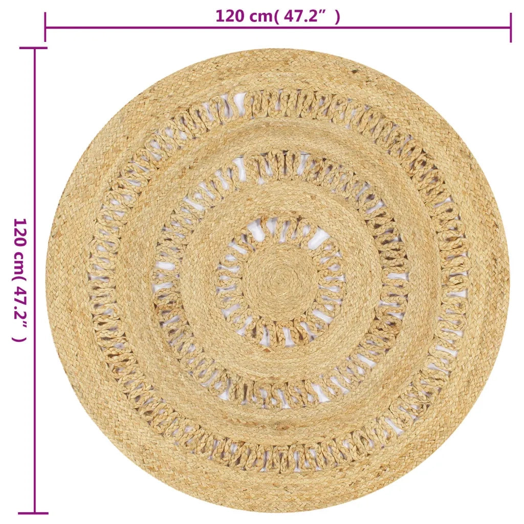 Tappeto Lavorato a Mano in Juta Intrecciata 90 cm 133707