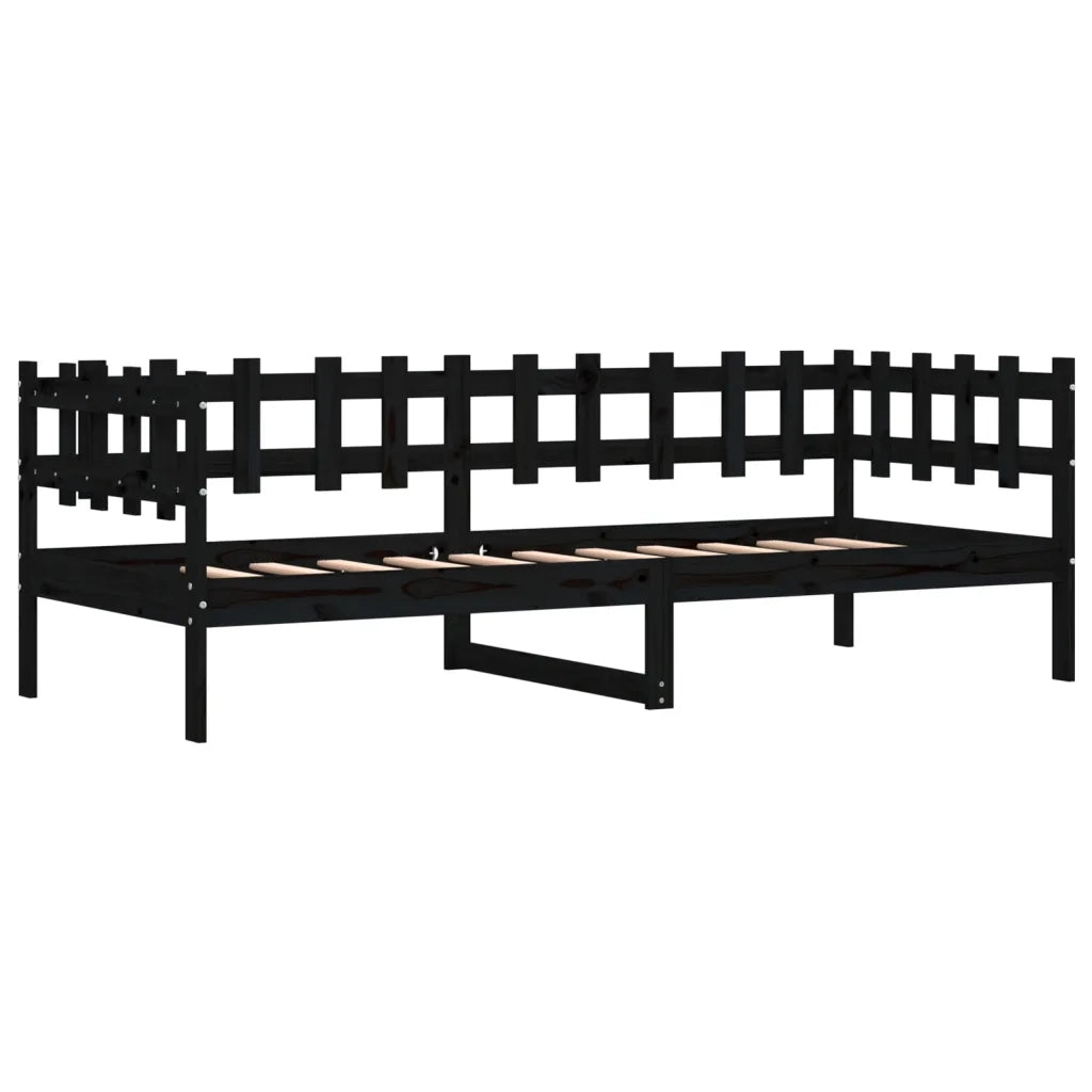 Letto singolo | Letto per adulti | Dormeuse Nera 80x200 cm in Legno Massello di Pino