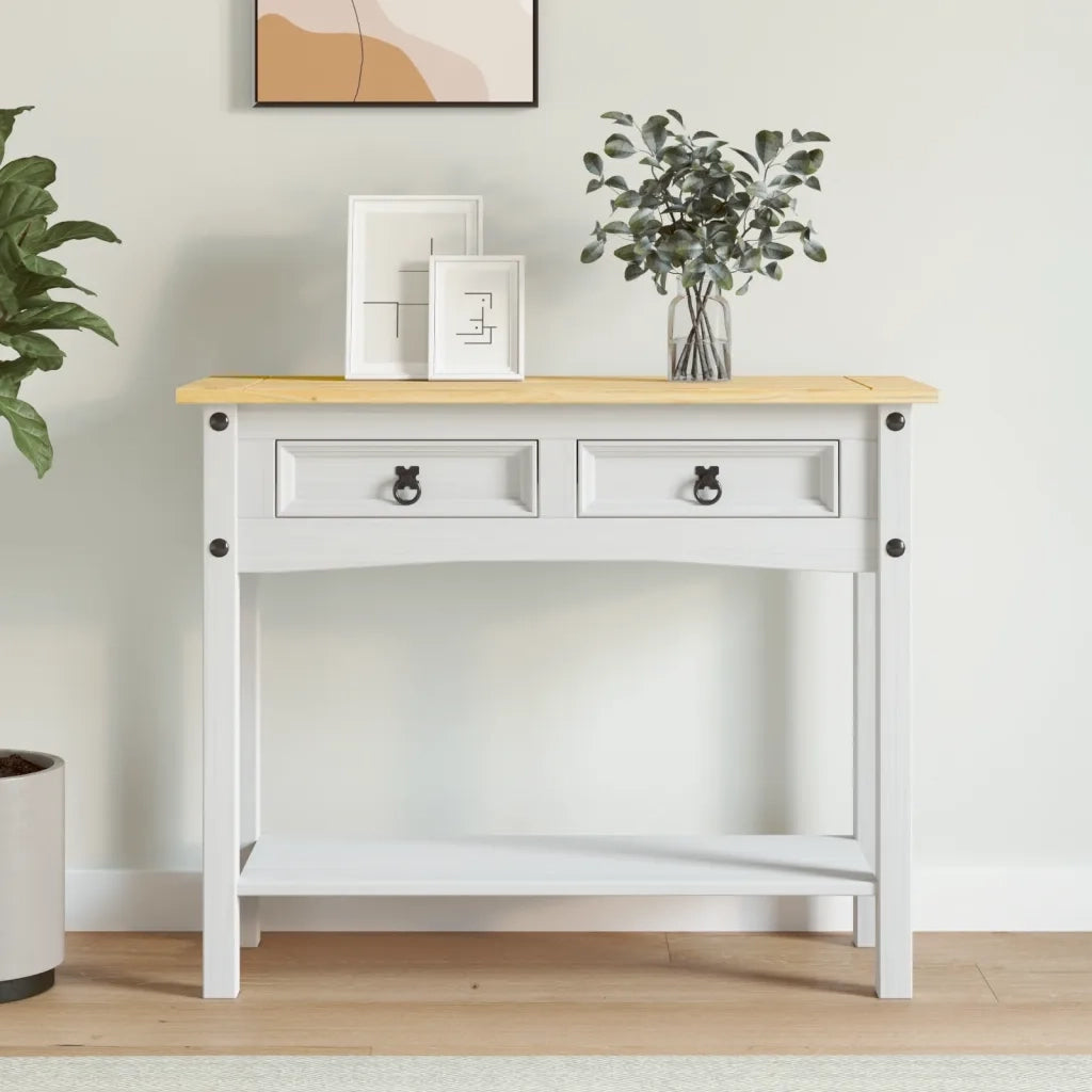 Tavolo Consolle | Tavolo d'Ingresso in Pino Messicano Corona Bianco 90x34,5x73 cm