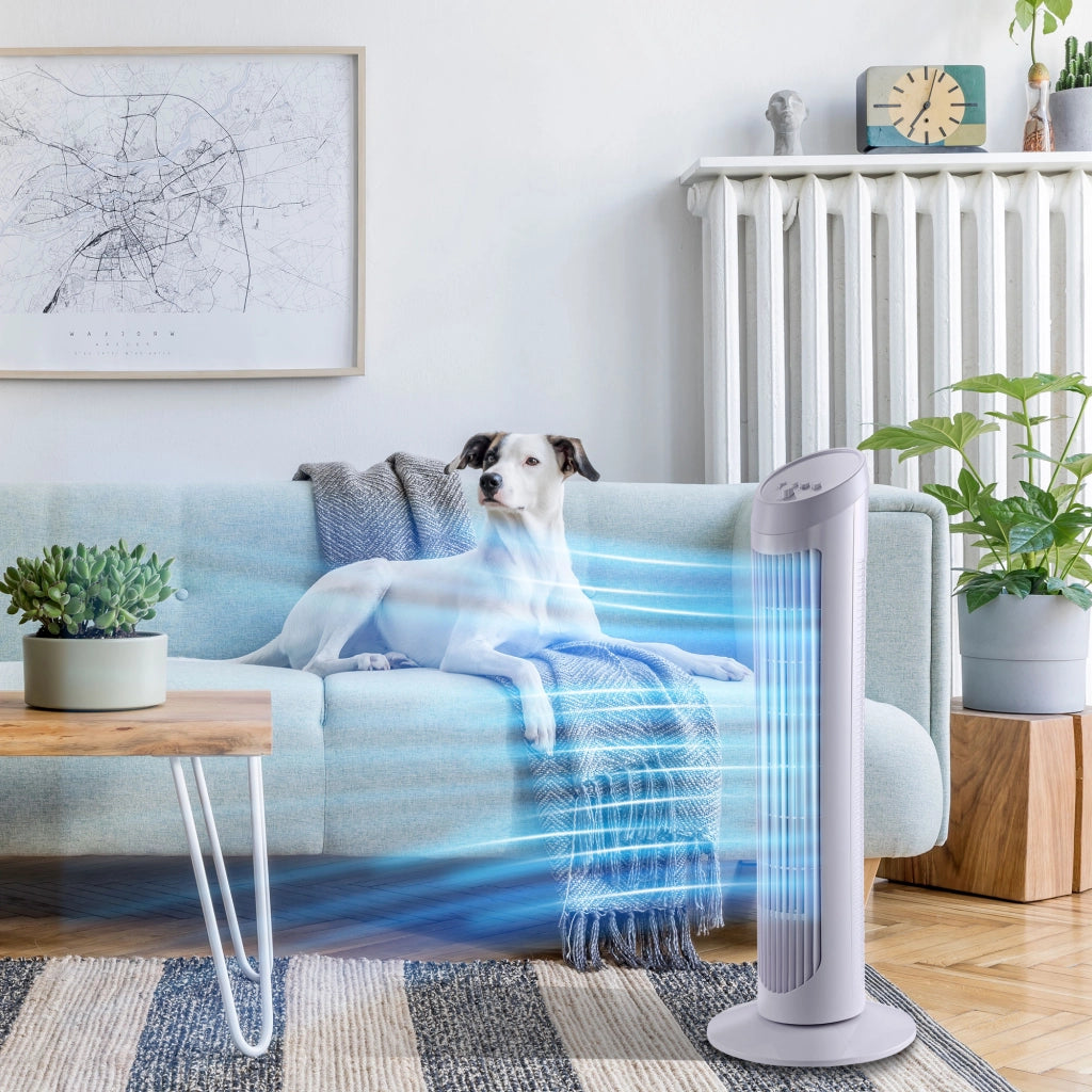 Ventilatore a Torre Oscillante ¨C zephmum ¨C 27x27x75 cm Bianco