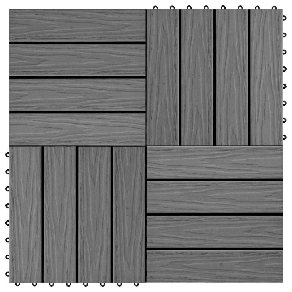 Piastrella per Decking Design 3D 11 pz Grigio 30 x 30 cm WPC CFW3187936