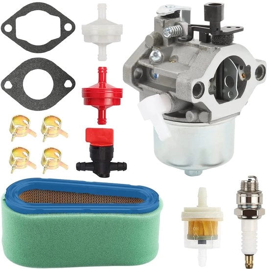 Carburatore di Ricambio - Trimmer a Motore - Incluso Filtro d'Aria - Filtro del Carburante - Gomme - Adatto per Briggs & Stratton - 4 Tempi