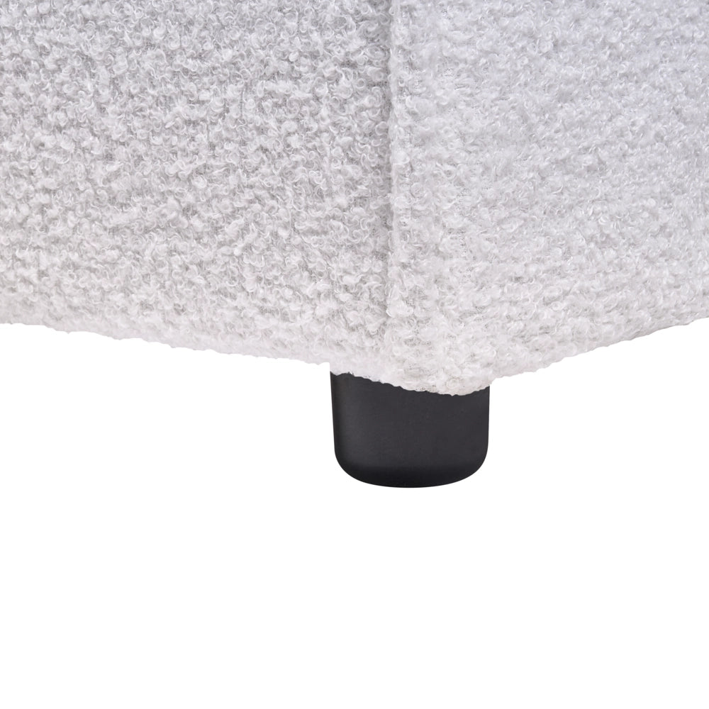 Letto matrimoniale in tessuto bouclè bianco con struttura a doghe 160 x 200 cm stile classico camera da letto
