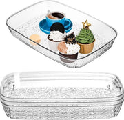 Piatto di servizio in plastica, trasparente, 38,1 x 25,4 cm, piatto di servizio con base antiscivolo, organizzatore per profumi ovale per bagno, tavolo da salotto, cassettone per trucco, 4 pezzi