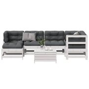 vidaXL Set Salotto Giardino 7pz con Cuscini Bianco Legno Massello Pino