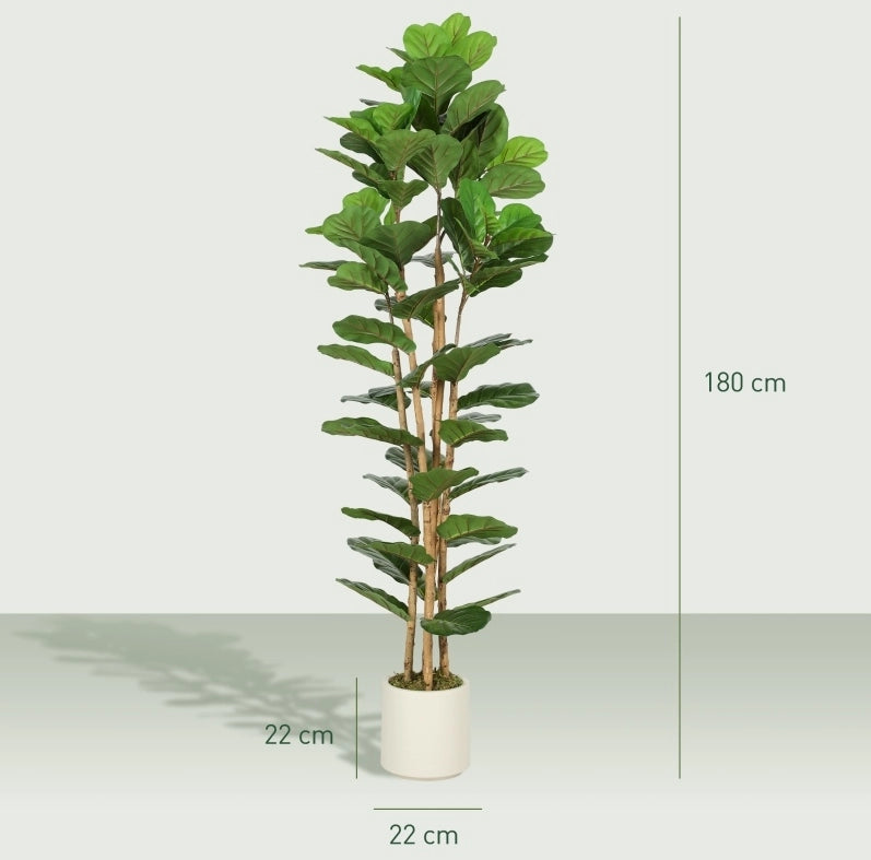 Ficus artificiale 55x55x180 cm ultra realistico in plastica verde
