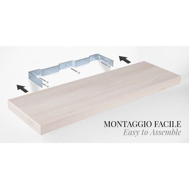 Mensola da Muro, Mensola Tamburata, Scaffale Legno, Mensola da Parete, Walnut White, 25x25x3,8 cm - Minerva
