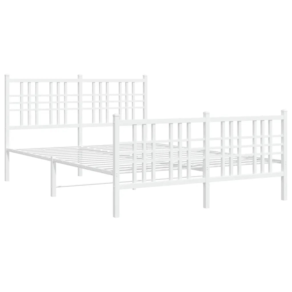 Giroletto con Testiera e Pediera Metallo Bianco 120x190 cm 376388