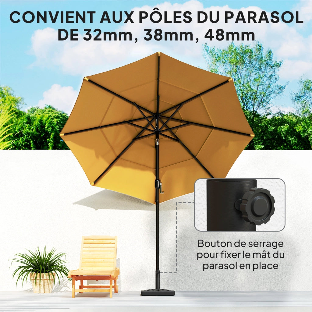 Base per ombrellone quadrata 15 kg ¨C Xylo ¨C cemento nero 45x45x33,5 cm per palo ? 32-48 mm