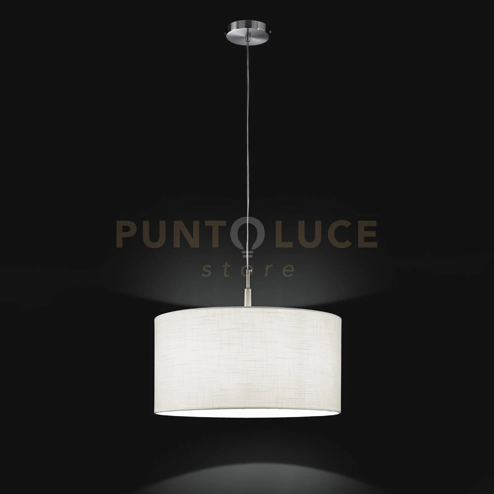 Sospensione cromo paralume in tessuto juta Round hotel 1 luce attacco E27 d.50cm