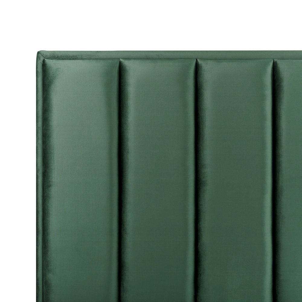 Letto Matrimoniale con Contenitore in Velluto verde scuro 140 x 200 cm con poggiatesta imbottita ottomana gambe in metallo Nero