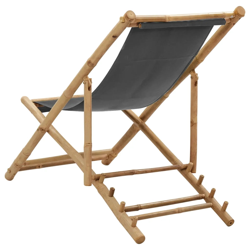 Sedia a Sdraio in BambÃ¹ e Tela Grigio Scuro cod mxl 22666