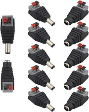 Set di Connettori di Drenaggio Professionale 12 V per Camera di Sorveglianza LED Striscia di Illuminazione ✓ Connettori Snellenti ✓ Senza Viti ✓ Connettori Maschili e Femminili