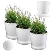 Vaso da fiori KADAX, fioriera, coperchio, 30 cm, supporto per fiori, plastica bianca, 3 pezzi.