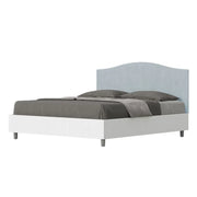 Letto matrimoniale senza rete 160x190 bianco frassino testata microfibra azzurro Grace