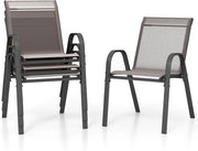 Set di 2/4 Sedie da Giardino, Poltrone in Tessuto Textilene per Esterno, Sedie Impilabili con Gambe in Metallo, Portata 150 kg, 56 x 70 x 84 cm (Grigio,4)