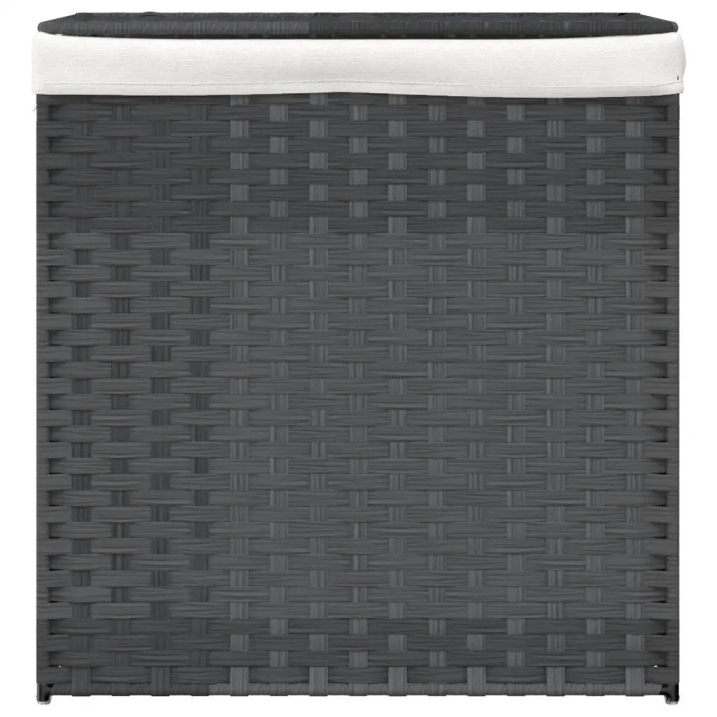 Cesto Portabiancheria 2 Sezioni Grigio 53x35x57 cm Polyrattancod mxl 133373
