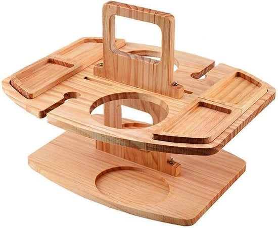 Tavolo da picnic portatile con contenitore in vetro e tavola in legno pieghevole per esterni, spiaggia e campeggio