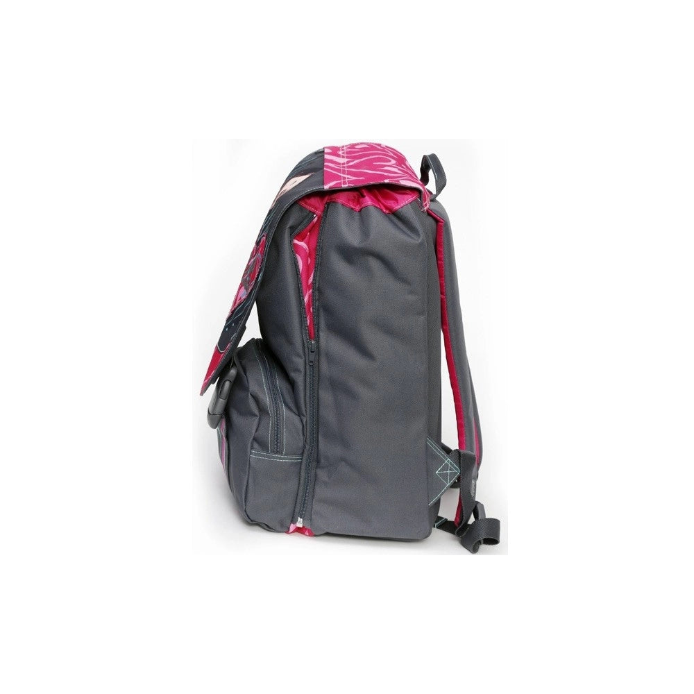 Trade Shop - Zaino Scuola Estensibile Cata Modello Ricamato Con Rilievi Su Tessuto -