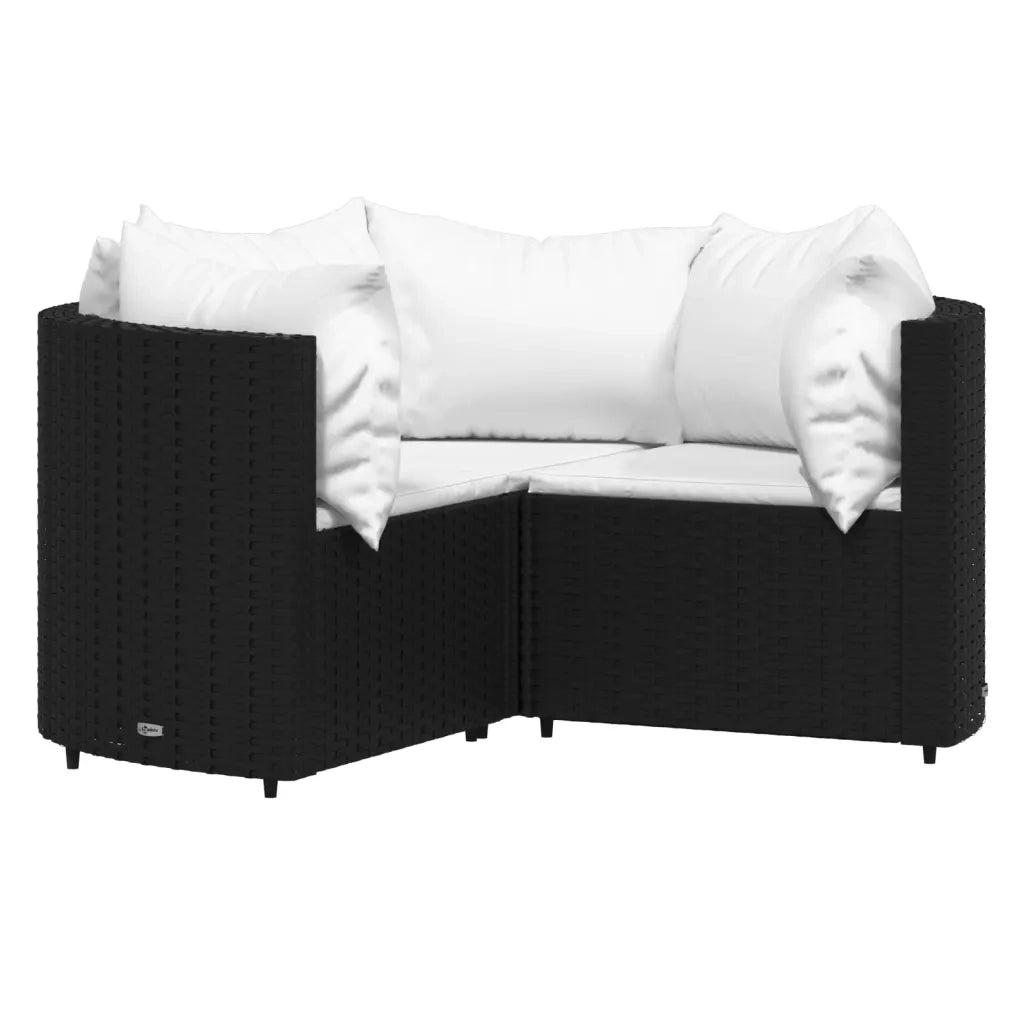 Set Divani da Giardino 4 pz con Cuscini Nero in Polyrattan 319744
