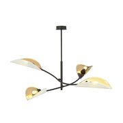 Sospensione Nordica 4 Luci Marte Acciaio Nero Bianco E Oro Bracci Regolabili