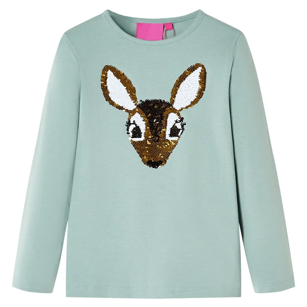 Maglietta da Bambina Maniche Lunghe Menta Medio 128cod mxl 108643