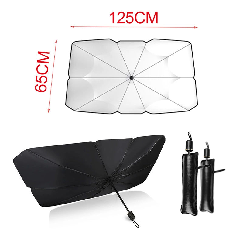 2 Pezzi Ombrello Parasole Auto per Parabrezza 125X65cm + 140X79cm