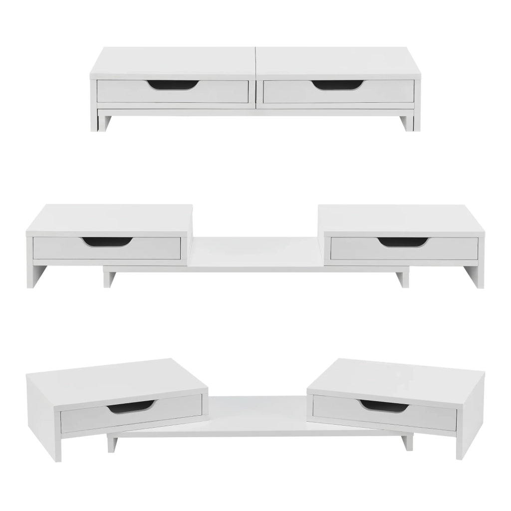 Supporto per monitor regolabile con 2 cassetti bianco 03_0008220