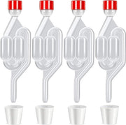 4 tubi di fermentazione con stopper in gomma - plastica trasparente - set per fermentazione vino e birra.