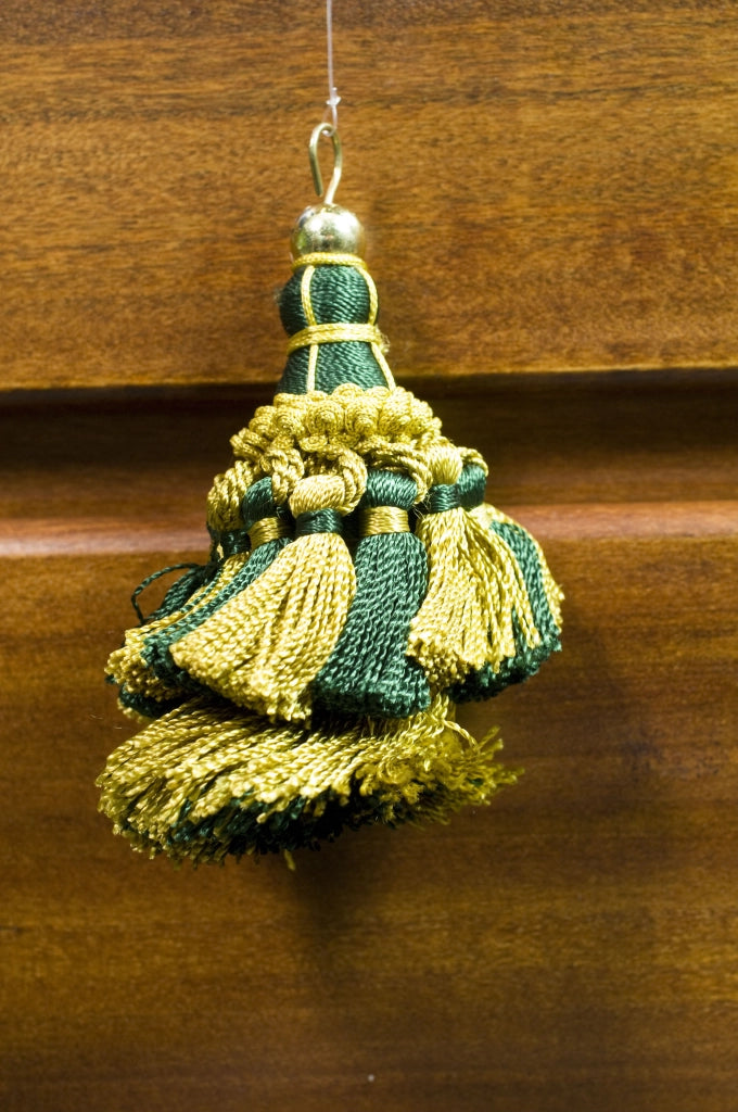 FIOCCO PER TENDA SHANTOU 9 CM VERDE E ORO- 6,0 pz