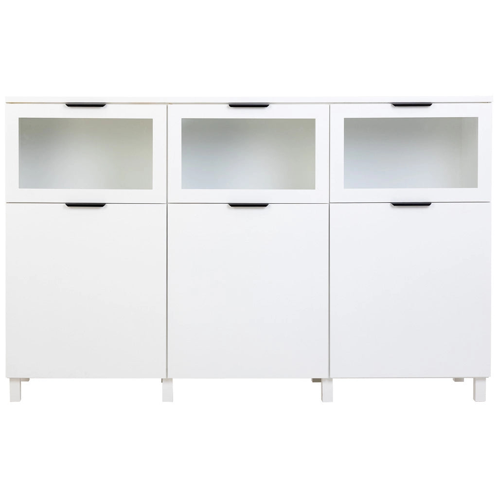 Credenza in legno bianco con 3 ante e 3 cassetti 180x42x114h cm
