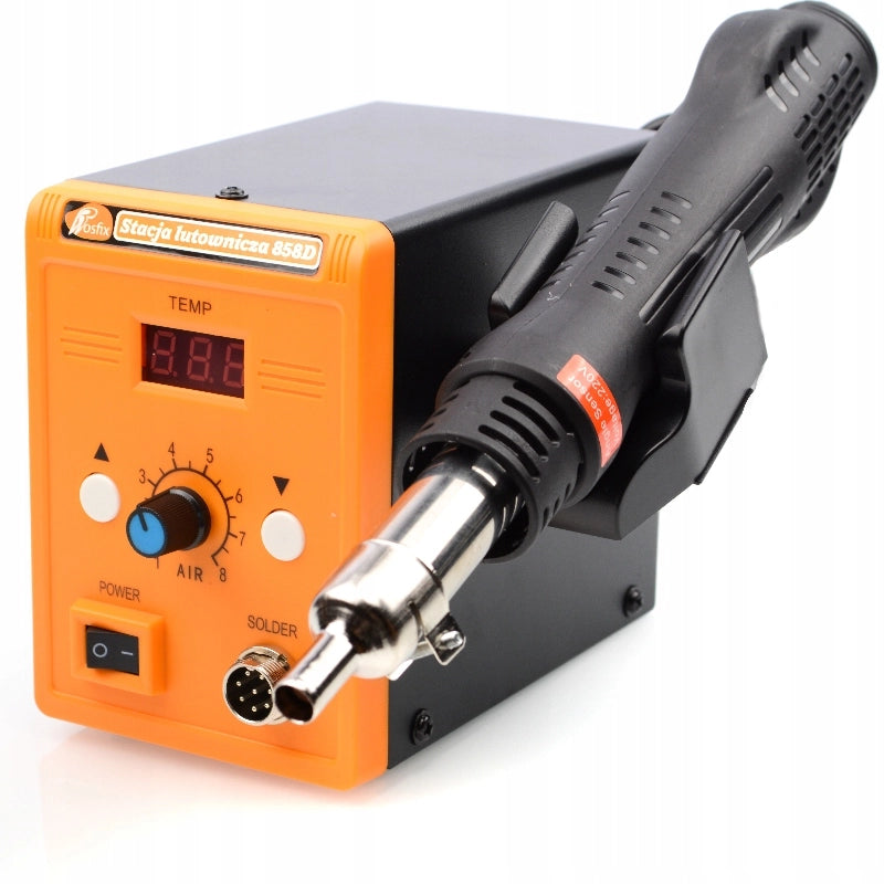 Stazione Saldante Hot-Air Rosfix 858D – 700W, 3 Ugelli, Regolazione Temperatura 100-500°C