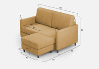 Divano 2 Posti con Pouf 158x145x85 cm Karay in Tessuto Ocra