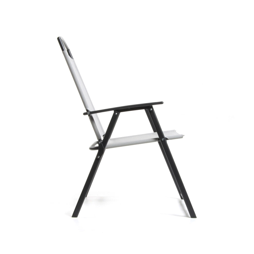 Sedia Pieghevole da Giardino  72x56x91,5 cm in Acciaio e Textline Capri Grigio Chiaro