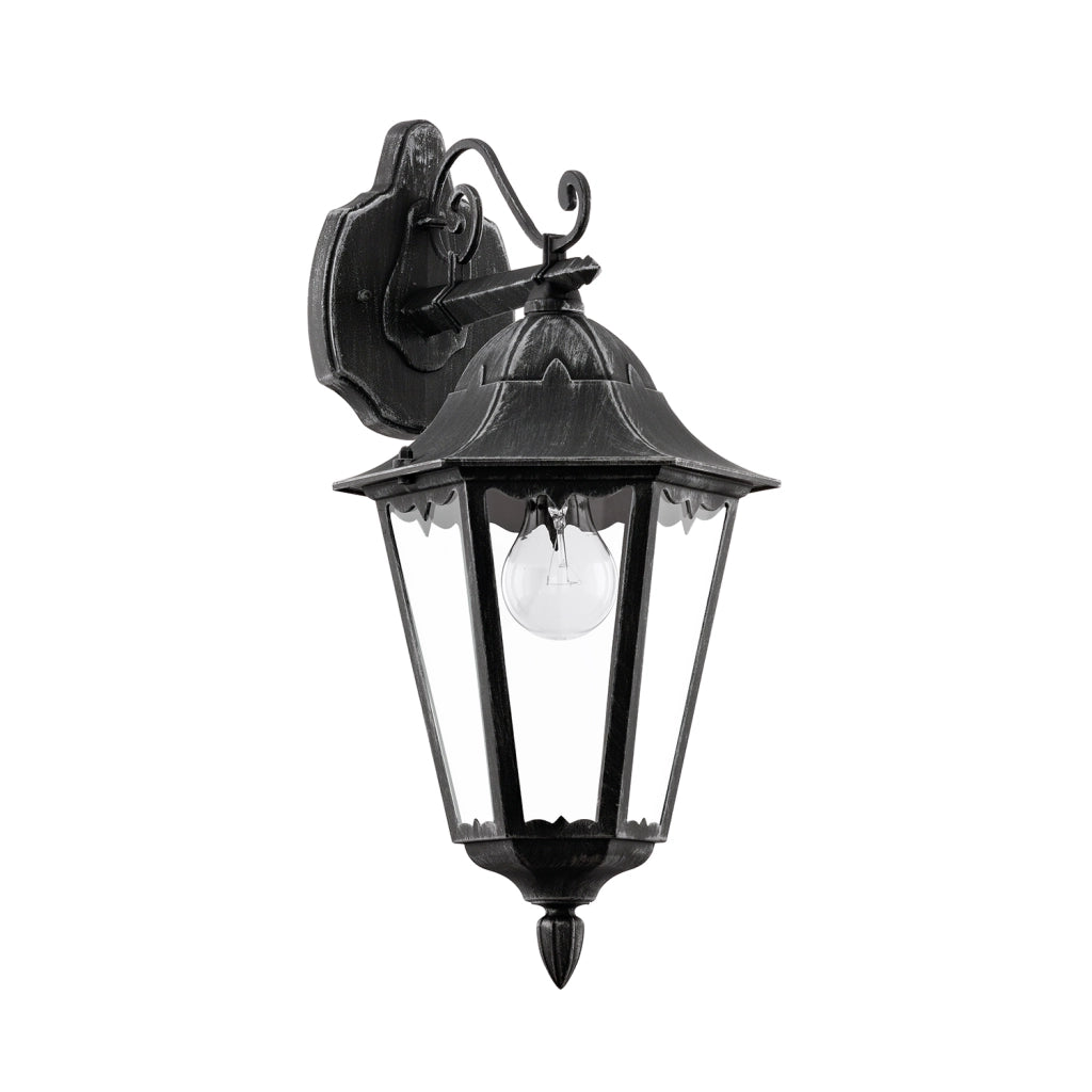 Applique Esterno Verso Basso Classica Navedo Alluminio Nero 1 Luce E27