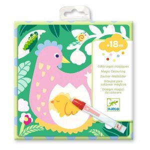 Colori magici Cucu cuccioli del giardinoi, Disegni da colorare con pennarello ad acqua,Djeco,Eta +18 mes