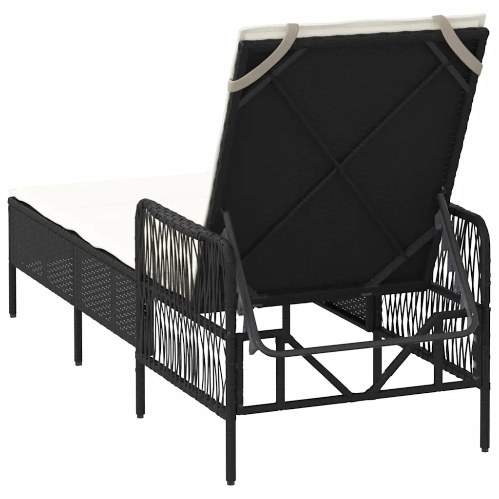 Lettino da sole Nero e Bianco Crema 55 x 200 x 92 cm polyrattan 365425