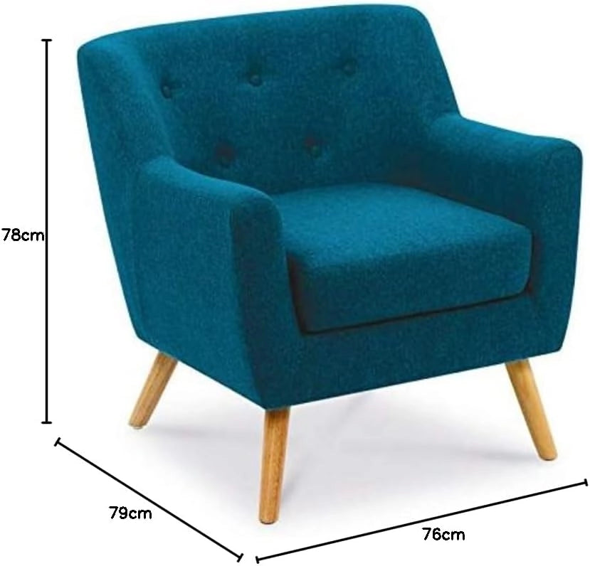 Poltrona scandinava in tessuto blu anatra LIV