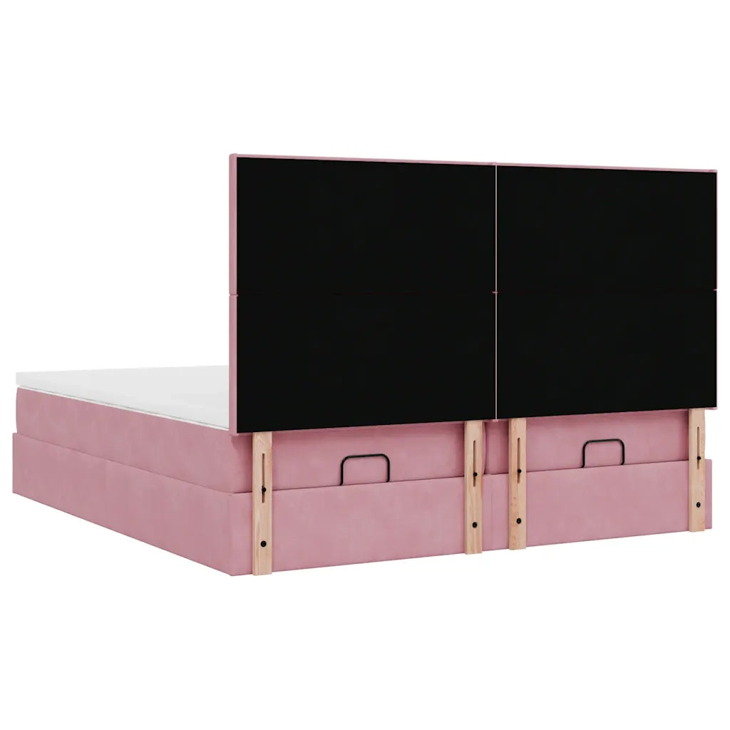 Struttura Letto Pouf con Materassi Rosa 200x200 cm Velluto 3314614