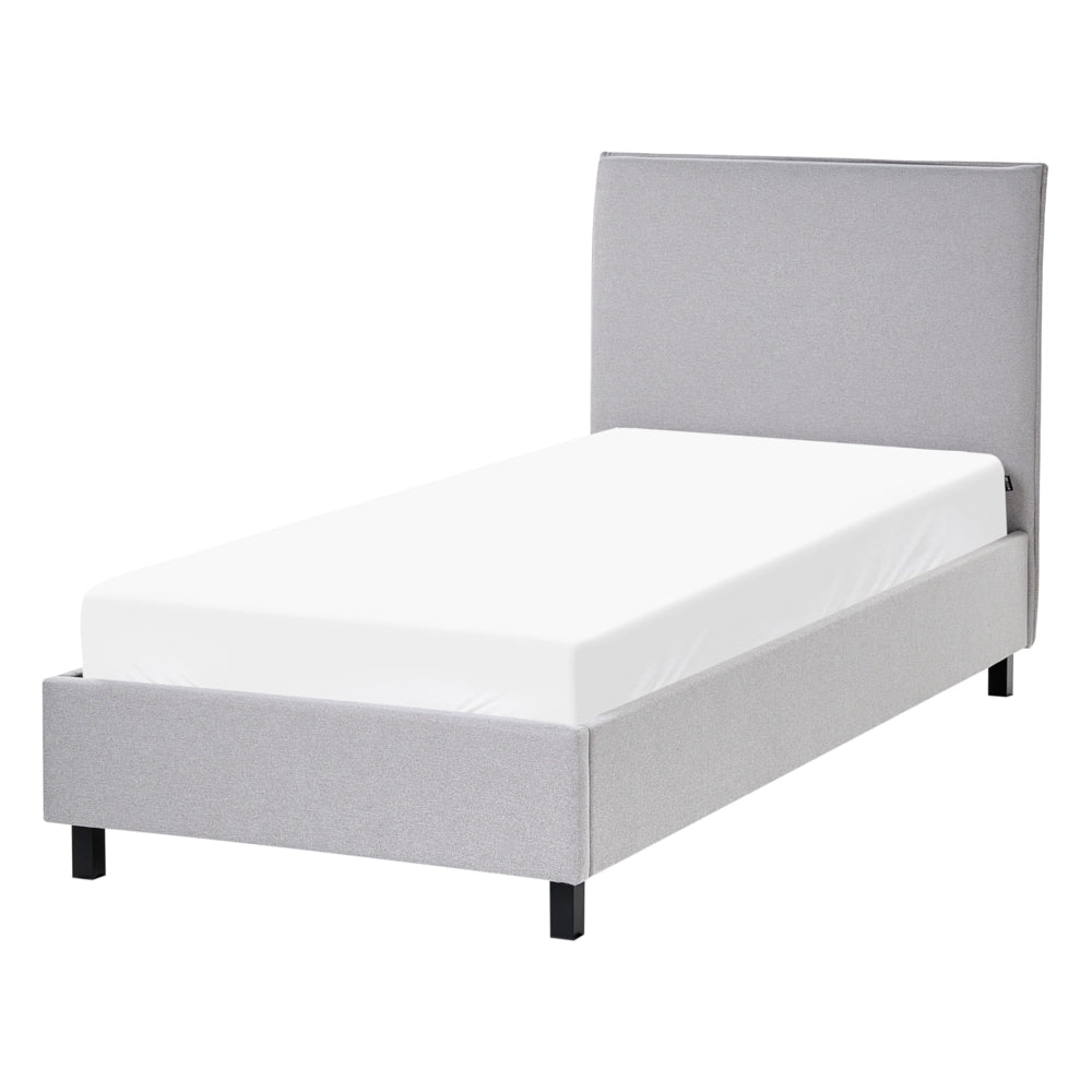 Letto Imbottito Tessuto di colore Grigio Rete a Doghe e Testata Alta 90 x 200 cm stile moderno scandinavo