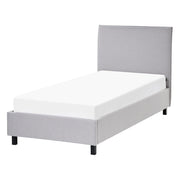 Letto Imbottito Tessuto di colore Grigio Rete a Doghe e Testata Alta 90 x 200 cm stile moderno scandinavo