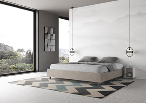 Letto Matrimoniale Extra Large Sommier 190x190 cm con Rete e Contenitore Azelia Sabbia