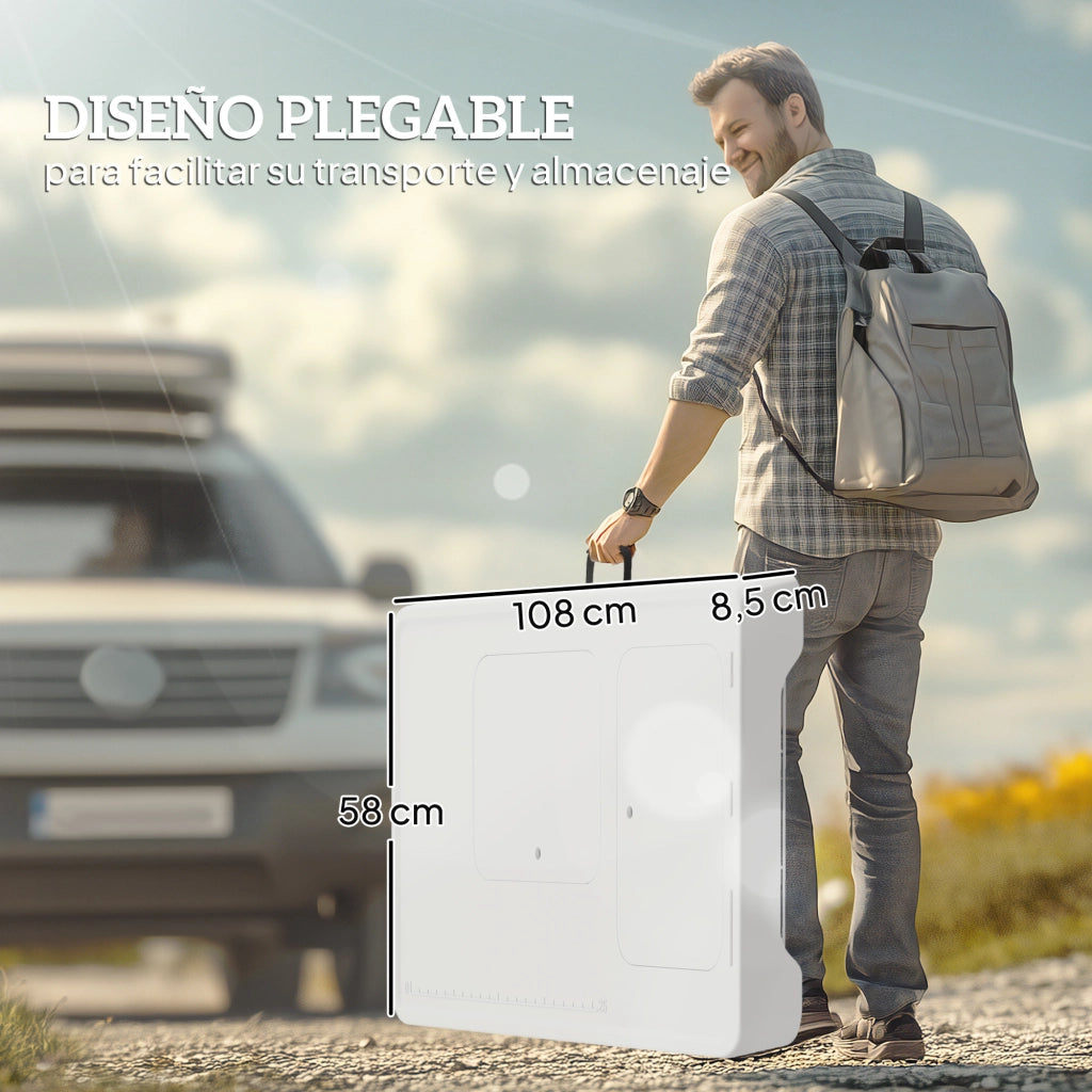 Tavolo Pieghevole per Esterno con Lavello e Rubinetto ¨C Zephmum ¨C Bianco 120x60x80 cm