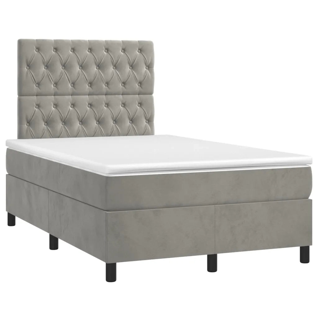 Letto a Molle Materasso e LED Grigio Chiaro 120x200 cm Vellutocod mxl 75120