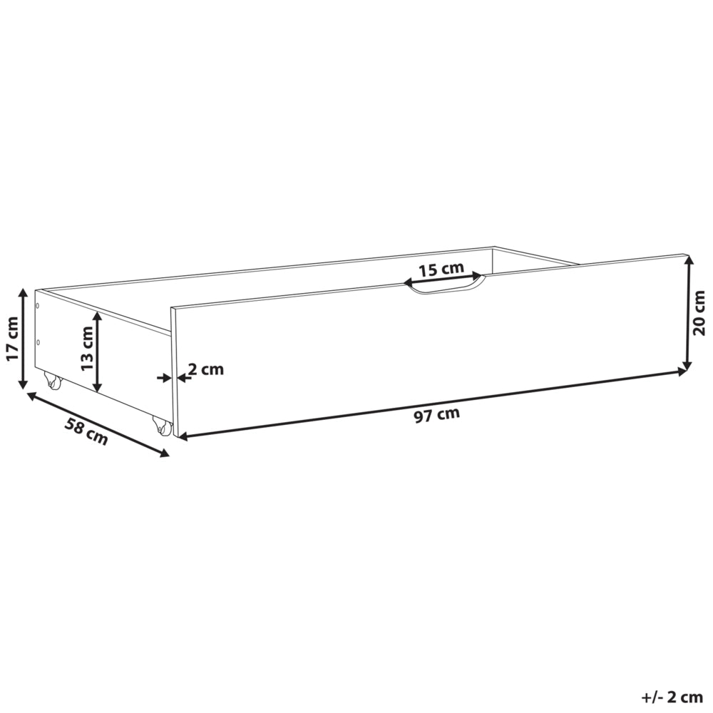 Set di 2 cassetti letto contenitore sottoletto in legno massello naturale con ruote