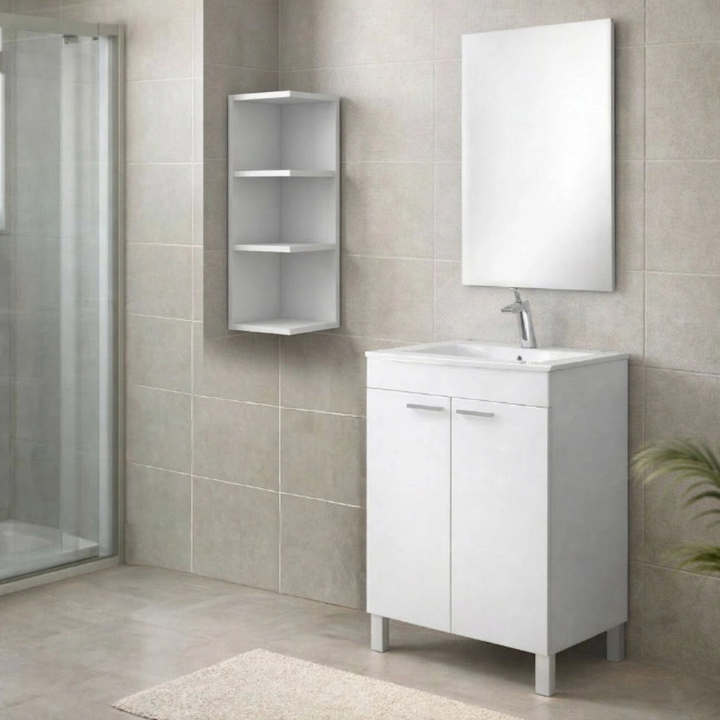 Sorrento, set Mobili Bagno Specchio Incluso, Bianco Lucido