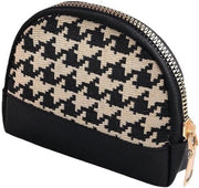 Portafoglio con mini-portafoglio in pelle - donna - nero - chiusura a cerniera, portatile - monete -